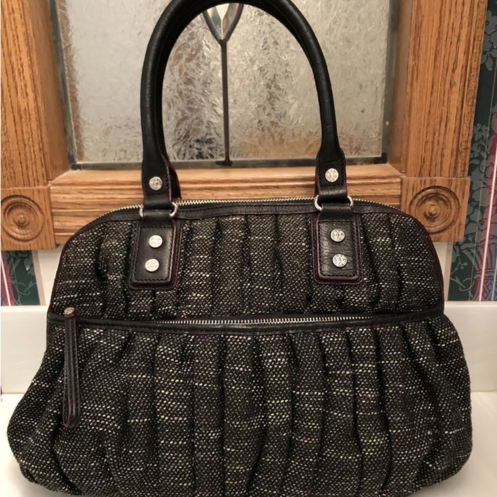 MZ Wallace Bea draper bag, Black textured tweed